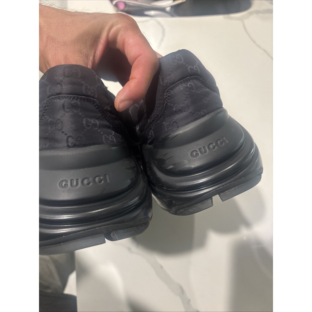 gucci rhyton sneakers Black Monogram Size 12.5 - Picture 4 of 14